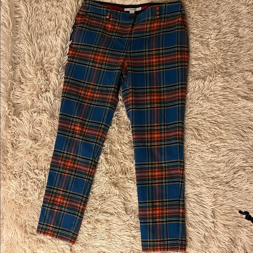 Boden Blue and Red Plaid Cropped Pants
